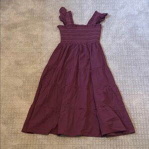 Hill House Burgundy Ruffle Dress